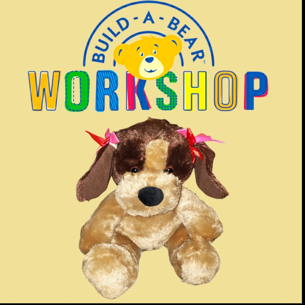 BUILD A BEAR Caramel Pup Floppy Ears Brown Tan Stuffed Puppy Dog Plush BAB 11" H